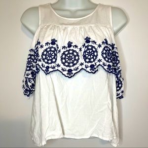 SO Cold Shoulder Embroidered Tank